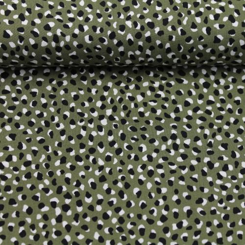 Viskose Twill „Funky Dots" - khaki